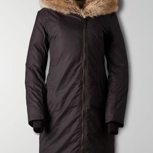 Women's Black Fur-Trimmed Parka